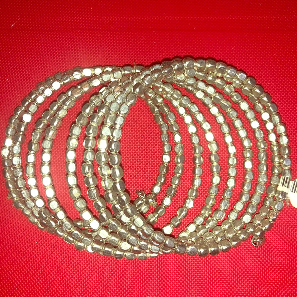 Silver nugget wrap around bracelet